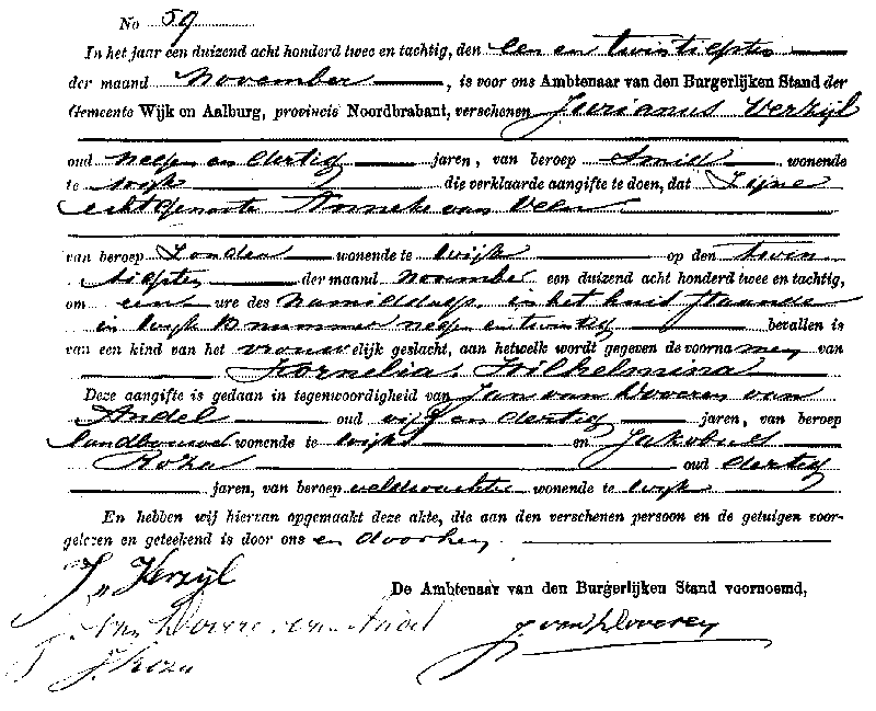 18821121 geb akte 59 Kornelia W dv J Verzijl - A v Veen